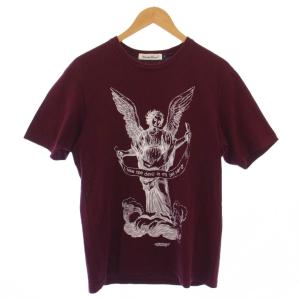 Tシャツ カットソー 半袖 クルーネック プリント 2 ボルドー /BM