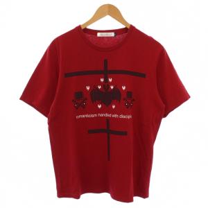 Tシャツ カットソー 半袖 クルーネック プリント 2 赤 /BM