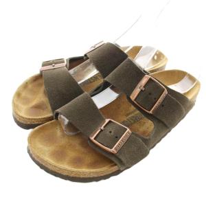 アリゾナ サンダル フラット スエード ベルト 37 24cm 茶 ブラウン /KU D