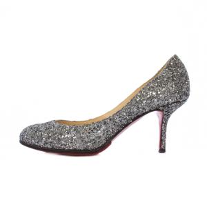 Christian Louboutin グリッター パンプス ピンヒール 37.5 シルバー /KH