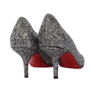 Christian Louboutin グリッター パンプス ピンヒール 37.5 シルバー /KH