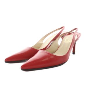 パンプス ポインテッドトゥ ヒール バックストラップ レザー 37 赤 レッド /AN12