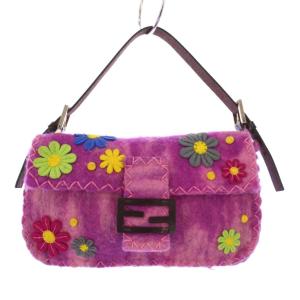 マンマバケット フェルト ハンドバッグ 花柄 ピンク