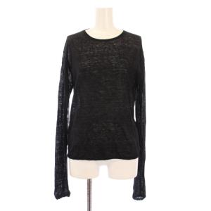 24SS Li/Ny シアープルオーバー サマーニット 長袖 クルーネック 無地 ストレッチ 薄手 麻