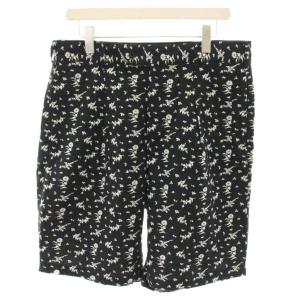 サンセットショーツ SunsetShort ハーフパンツ ショートパンツ ジップフライ 花柄 M 黒 ブラック