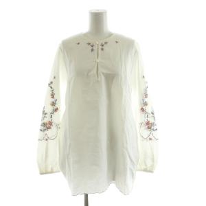 シャツ ブラウス 長袖 花刺繍 プルオーバー フラワーモチーフ 7 ホワイト /NQ