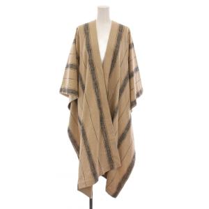 ストライプ ポンチョ コート F ベージュ 黒 2120010502 /YM