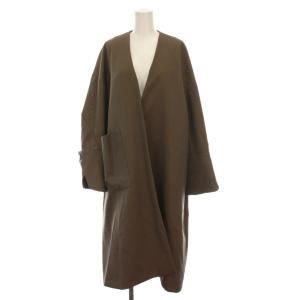 ノーカラーコート ロング アウター 38 茶 サンプル品 300BA 230-0710 /YM