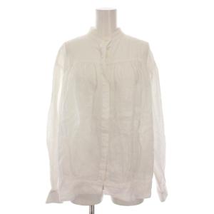 Antiquites アンティークス リネンギャザーブラウス シャツ 長袖 白 HN1000625 /YM