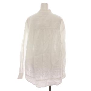 ichi Antiquites アンティークス リネンギャザーブラウス シャツ 長袖 白 HN1000625 /YM