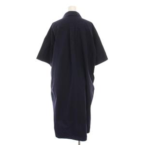 DANTON ロングシャツワンピース 半袖 36 ネイビー JD-3655 MSA /YM