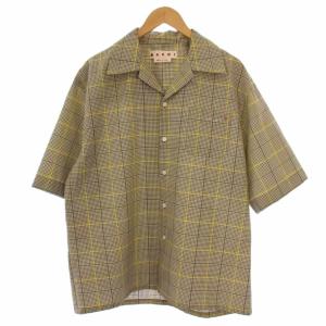 24SS オープンカラーシャツ チェック柄 50 ベージュ CUMU0213S4-UTEA18