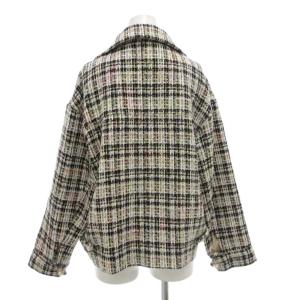 eimy istoire 美品 ツイードジャケット ビジューボタン F グレー /AE