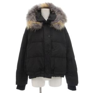 ダウンジャケット M 黒 ブラック ファー フード ショート丈 /AE