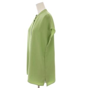 theory luxe 23SS MARVINE KARRA シャツ ブラウス ノースリーブ バンドカラー 38 黄緑 033108250635038