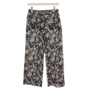 22SS ABSTRCT PETAL PRINT SAUL P ワイドクロップドパンツ 総柄 36 黒
