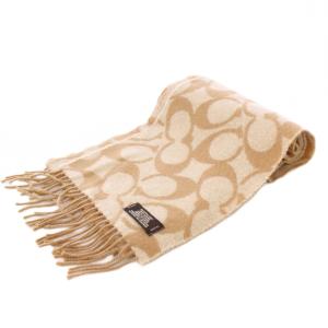 COACH マフラー フリンジ ウール シグネチャー ロゴ ベージュ /BB