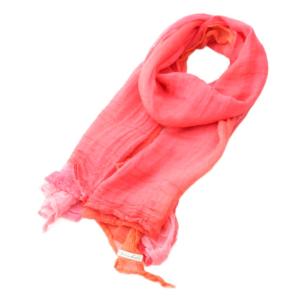 大判ストール マフラー コットン ピンク オレンジ /YT