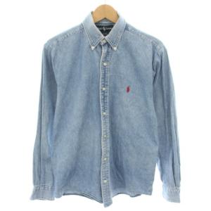 ブレイク BLAKE デニムシャツ ボタンダウン 長袖 ポニー刺繍 S 水色 ライトブルー /YT