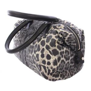 YVES SAINT LAURENT ハンドバッグ ナイロン レザー レオパード ブラック グレー