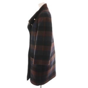 COACH ウールコート ダブルボタン チェック アウター XS 茶 黒 紺 F85185 /YM