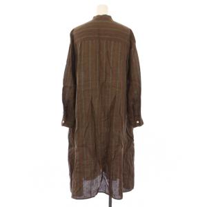 JOURNAL STANDARD relume 22SS シャツワンピース ロング 長袖 バンドカラー ストライプ リネン 36 茶 22-040-462-1190-2-0