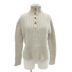 ニット セーター 長袖 プルオーバー 0 ライトグレー リブ ハーフボタン ハイネック /AE