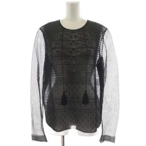 シャツ ブラウス 長袖 シースルー シアー M 黒 ブラック /AN37