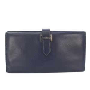 ベアン 長財布 二つ折り P刻印 ネイビー