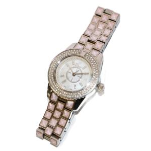 クリスタル ダイヤへゼル 腕時計 クォーツ シルバーカラー ピンク CD112117