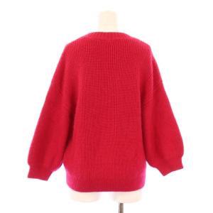 3.1 phillip lim リブニット セーター 七分袖 クルーネック 無地 ストレッチ ウール モヘヤ混 F ピンク /BB