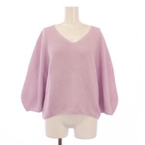 ニット 長袖 クルーネック ショート丈 無地 ストレッチ 38 ピンク /BB