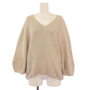 ニット 長袖 クルーネック ショート丈 無地 ストレッチ 38 ベージュ /BB