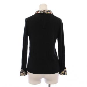 alice + olivia ニット 長袖 レギュラーカラー つけ襟 シルク 薄手 黒 ブラック /BB