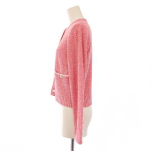 ANAYI メランジブークレカーディガン ニット 長袖 クルーネック ストレッチ 38 ピンク 10241816370
