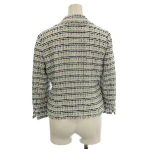 LANVIN COLLECTION ツイード スーツ セットアップ ひざ丈 スカート チェック柄 36 水色 ピンク