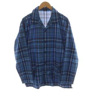 mont-bell WIC トラベルパジャマ 上下 シャツ 長袖 イージーパンツ チェック柄 M 青 ブルー 1105582