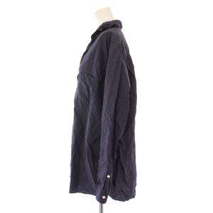 MUSE de Deuxieme Classe 23SS シルクウォッシュシャツ ブラウス 長袖 スキッパー 無地 F 紺 ネイビー 23050500402010