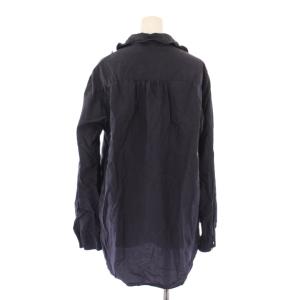 MUSE de Deuxieme Classe 23SS シルクウォッシュシャツ ブラウス 長袖 スキッパー 無地 F 紺 ネイビー 23050500402010