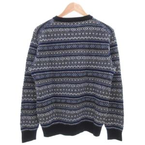 MACKINTOSH LONDON ニット セーター 長袖 プルオーバー 総柄 ノルディック柄 L 紺 ネイビー 黒 ブラック /GV