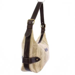 Longchamp ワンショルダーバッグ 花柄 キャンバス グレー 茶 /BM