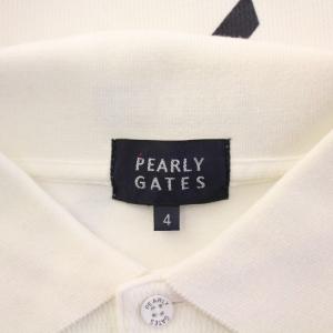 PEARLY GATES ゴルフウェア ポロシャツ 半袖 レギュラーカラー ハーフボタン ストレッチ ロゴ プリント 4 白 ホワイト