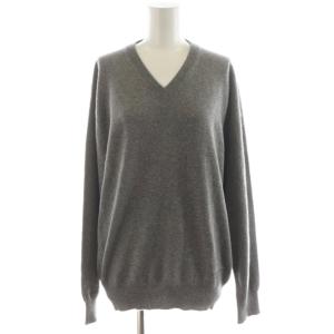 ニット セーター 長袖 ロゴ Vネック カシミヤ M グレー BBT12-516-05 /AN20