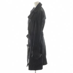 BURBERRY LONDON トレンチコート ロング丈 裏地チェック ベルト付き 38 黒 ブラック B1A05-725-09 /AN36