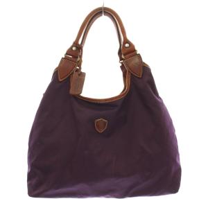 トートバッグ ハンドバッグ ナイロン 切替レザー チャーム付き 紫 パープル /KU
