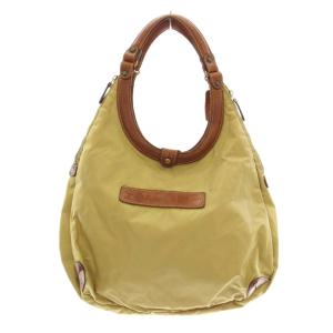 トートバッグ ワンショルダーバッグ ナイロン レザー切替 チャーム付き ベージュ /KU