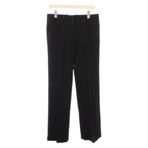 スラックスパンツ ストレート ジップフライ ウール 42 黒 ブラック /BB JS