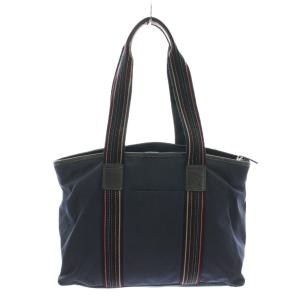 PAUL SMITH トートバッグ ビジネスバッグ ナイロン レザー マルチストライプ 紺 ネイビー /YT