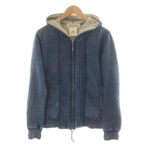 デニムパーカー ジップアップ ダブルジップ 裏起毛 M 青 ブルー /AN13
