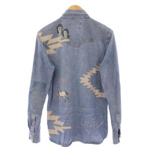 REMI RELIEF ウエスタンシャツ デニム カジュアル 長袖 レギュラーカラー ビジュー 装飾 刺繍 L 水色 ライトブルー